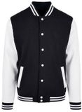Build your Brand Basic College Jacket BYBB004 - Black/White - L