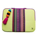WONDEE Vam Vam Laptoptas en tablettas 11,6-12 inch geborduurde stof en originele sleutelhanger ritssluiting, laptophoes compatibel met MacBook Air, Chromebook enz