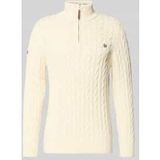 Superdry - Biologisch Katoenen Klassieke Kabel Halve Rits Trui - Heren - Sweaters