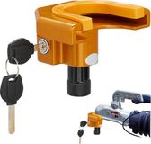 Relaxdays Aanhangerslot met 2 sleutels, voor auto, caravan, paardenaanhanger, oranje/zwart
