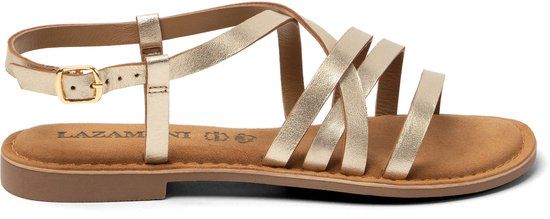 Lazamani Zuza Dames Sandalen Leer Gold - Maat 40