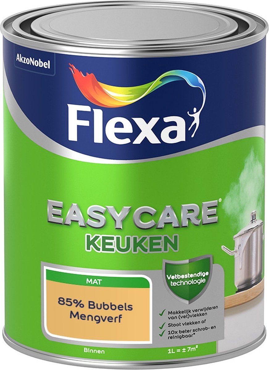 FLEXA Easycare Muurverf - Keuken - Mat - Mengkleur - 1 liter - 85% Bubbels