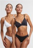 Urban Classics Lace Tanga 2Pack String - S - Zwart/Wit