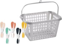 Forte Plastics Plastic Forte Wasknijper mandje/bakje - zilver - inclusief 36x wasknijpers - kunststof