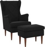 vidaXL Fauteuil met Voetenbank, 2 zitplaatsen, Zwart, Fluweel