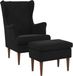 vidaXL Fauteuil met Voetenbank, 2 zitplaatsen, Zwart, Fluweel