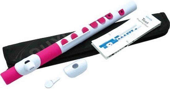 NUVO TooT 2.0 wit-roze kinder dwarsfluit blokfluit alternatief met kleppen en Firstnote