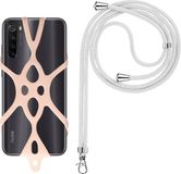 Merkloos Avizar Telefoonkoord voor Smartphone Universeel Silicone Rekbaar Verstelbaar 90 cm, Roze