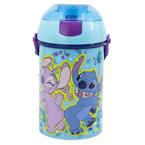 Herbruikbare STOR Stitch Herbruikbare fles Robot Pop Up met rietje, 450 ml