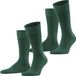 FALKE Happy 2-Pack eenkleurig katoen multipack sokken heren groen - maat 47-50
