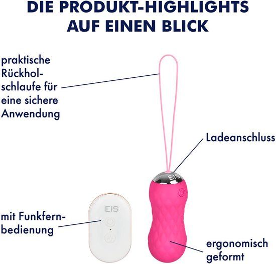EIS Rotating Vibro Egg, 8.7 cm, Pink, Silicone, Waterproof (IPX7), Remote Controlled