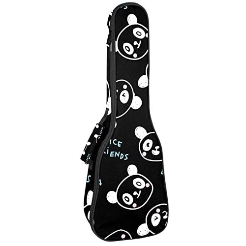 Mersov Concert Ukelele Rugzak, Heavy Duty Ukelele Case Tas met Opslag, Sopraan Concert Tenor Ukelele 10MM Gewatteerde BagLine Cartoon Baby Panda Gezicht