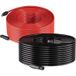 Câble d'extension pour panneau solaire 19,81m noir + 19,81m rouge, 10 AWG (6 mm²), avec connecteurs femelle et mâle, IP67, cuivre étamé, pour systèmes photovoltaïques extérieurs.