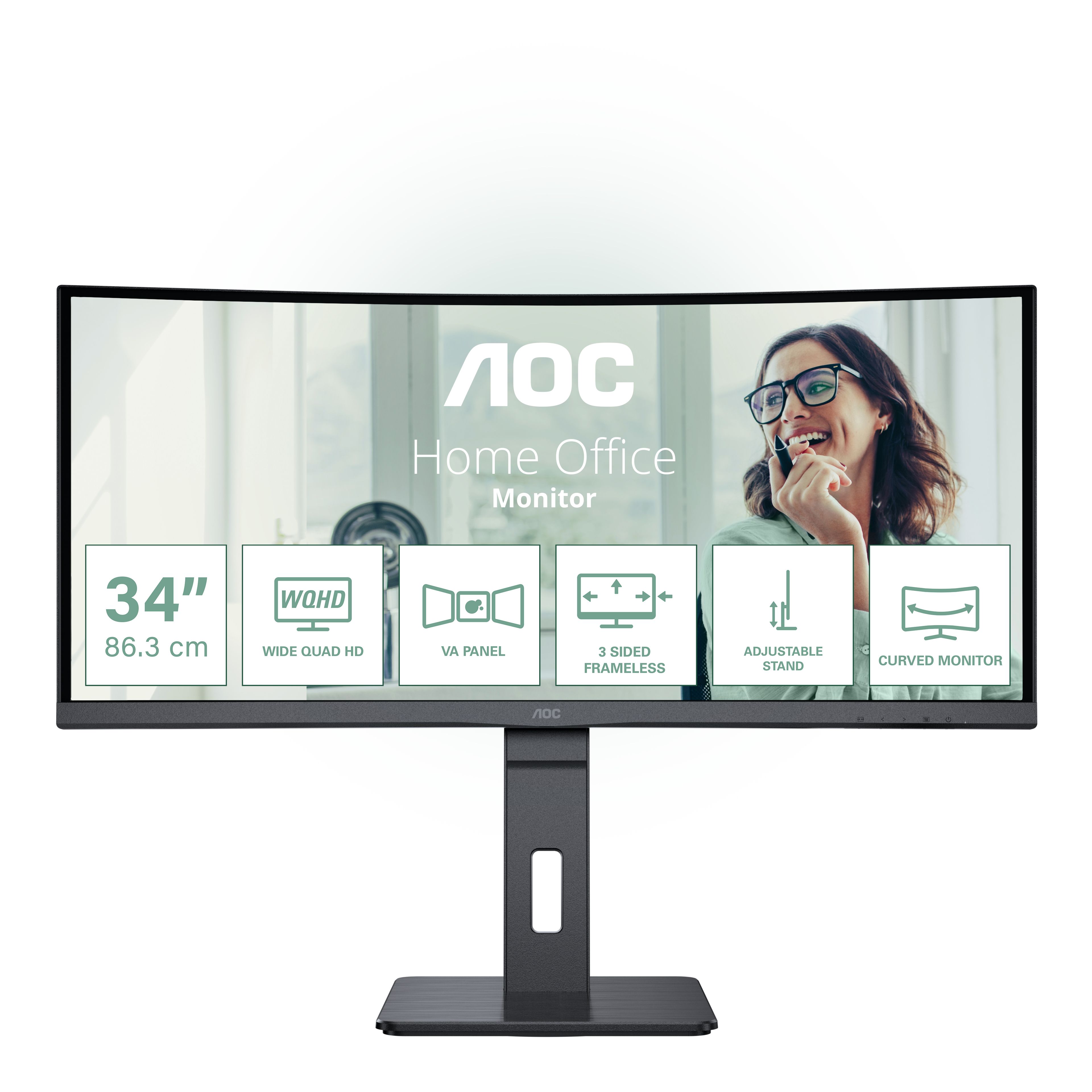 AOC CU34P3CV 34" UltraWide QHD 100Hz Curved LED Monitor