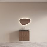 Boss & Wessing BWS Badmeubelset Riga met Asia Wastafel Zwart 60 cm Donker Eiken Japandi