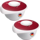 Westmark 2 Roer-/bakschalen met tweedelig deksel, 3,5 l, met tuit, plastic, wit/rood, 315522E3