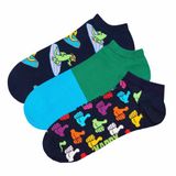 Happy Socks 3-Pack Hang Loose Low Socks Dames Navy Katoen/Polyamide/Elastaan Maat 36-40