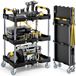 Chariot de service pliable avec roues, 3 plateaux, jaune