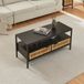 en.casa Table basse Luniehti noir et naturel 100x40x48 cm