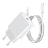 BHHB 20W USB C Oplader, A-pple Adapter Netadapter ontwikkeld voor i-Phone, USB C Plug compatibel met i-Phone 17/16/15 Plus Pro Max, Air-Pods i-Pad, Samsung Galaxy S25/24/23(1 Poort+opladerkabel)