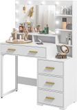 HOMCOM Table de maquillage MDF 100x40x138cm Blanc