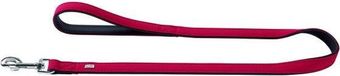 Hunter Softie hondenriem kunstleder nubuck look rood / zwart 110 cm x 15 mm