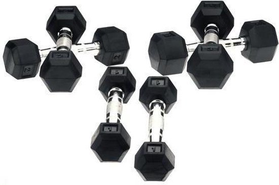 RS Sports Hexa Dumbells - 2 x 10 kg - Zilver/Zwart