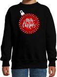 Bellatio Decorations Shoppartners Bv Foute kersttrui - sweater - voor kinderen - zwart - kerstbal Merry christmas - felle kleuren - kerstkleding - jongens - meisjes 170/176