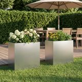 Maison Exclusive - Deux pots de jardin argentés, dimensions : 50 x 30 x 50 cm