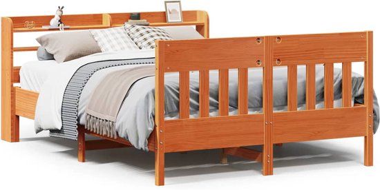 vidaXL Bedframe - Massief Grenenhout - Wasbruin - 150x200 cm