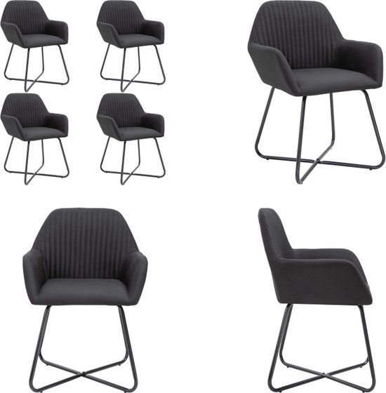 vidaXL Eetkamerstoelen 4 stuks stof zwart