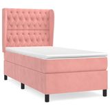 vidaXL Boxspringbed met matras, fluweel, roze, 140x190 cm