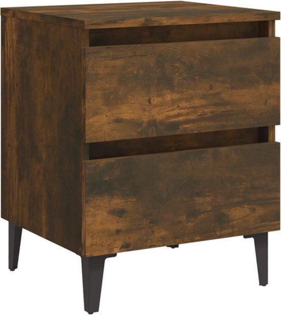 vidaXL Nachtkastje met metalen poten 40x35x50 cm gerookt eikenkleurig