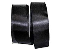 Reliant Ribbon 92575W-031-40K Satin Value Wired Edge band, zwart, 2-1/2 inch X 50 yards