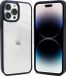 Coverzs étui pour téléphone Convient aux Apple iPhone 13 Pro Max étui - étui pour téléphone en acrylique transparent avec bordure en silicone colorée - protection optimale - bleu foncé
