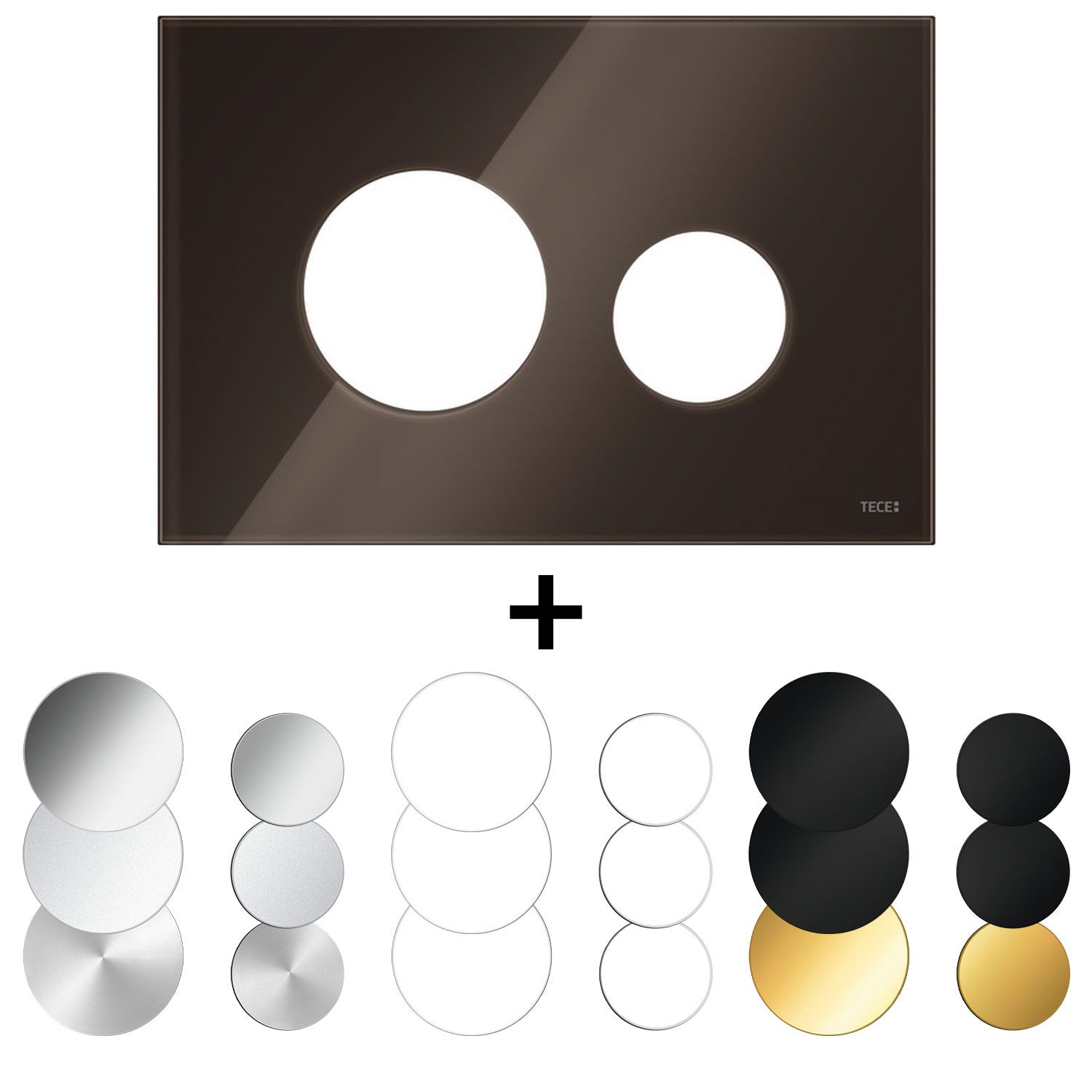 Tece Drukplaat front en toetsen tece loop voor wc-bediening glas koffiebruin