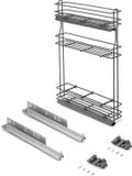Emuca Uitschuifbaar flessenrek TitaneMax, met zachte sluiting, links, 3 dienbladen, module 200mm, Staal, Antracietgrijs