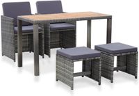 vidaXL 5-delige Loungeset met Kussens Antraciet Polyrattan en Acaciahout