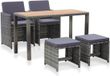 vidaXL 5-delige Loungeset met Kussens Antraciet Polyrattan en Acaciahout
