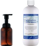 Claudius Cosmetics B.V. Zeepdispenser 300 ml amber bruin hervulbaar + 1 Liter Bodylotion Cool Down navulling
