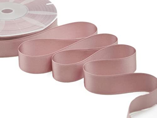 Furlanis - Dubbel satijnen lint, Italiaanse stof - antiek roze 25 mm x 50 m