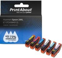 PrintAbout Huismerk Epson 24XL (T2438) Inktcartridge 6-kleuren Voordeelbundel Hoge capaciteit
