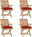 vidaXL Fauteuils pliants avec coussins, set de 4, bois de teck massif
