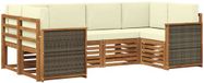 vidaXL - Hoek loungeset - 6 zitplekken - Acacia hout - Natuurlijk en crème