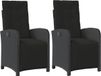 vidaXL - Tuinstoelen - 2 - st - verstelbaar - met - voetensteun - poly - rattan - zwart