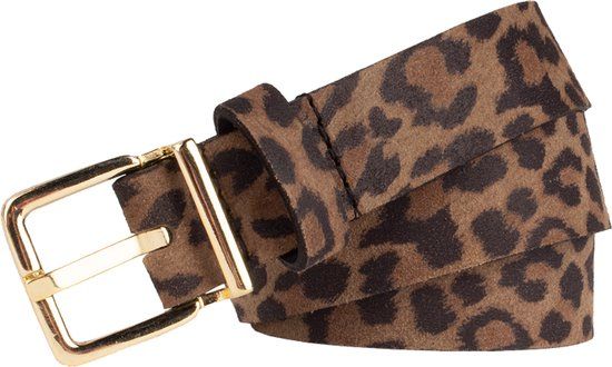Legend Dames - Leren riem - Bruin - Panterprint - 85cm