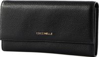 COCCINELLE Leren Portemonnee Metallic Soft Wallet Noir Zwart