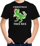 Bellatio Decorations Christmas Tree Rex Kersttrui shirt - zwart - voor kinderen - Dinosaurus thema Kerstkleding - Christmas outfit 110/116