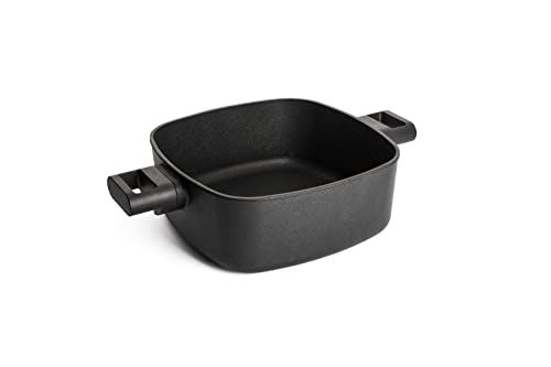 Woll Diamond Logic XR braadpan, vierkant met 2 zijgrepen - inductief - 24 cm x 24 cm, 10 cm hoog, met afneembare steel - Geschikt voor alle soorten fornuizen, gegoten aluminium, antiaanbaklaag