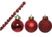 Decoris Kaemingk B.V. 14x stuks mini kunststof kerstballen rood 3 cm glans/mat/glitter